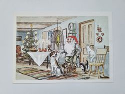 Vykort - Julkort, Rune Wenliden - Husdjurens jul