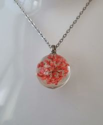 Halsband med rund glasberlock (45 cm lång kedja)