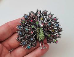 1 st påfågel, påfågelbrosch / hänge / brosch