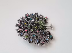 1 st påfågel, påfågelbrosch / hänge / brosch