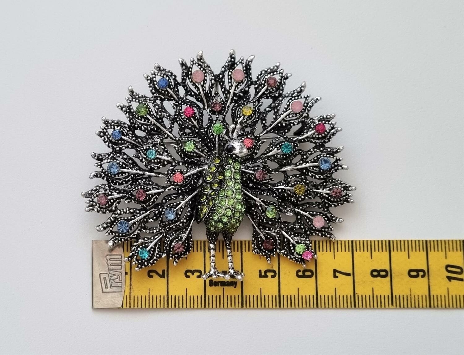 1 st påfågel, påfågelbrosch / hänge / brosch
