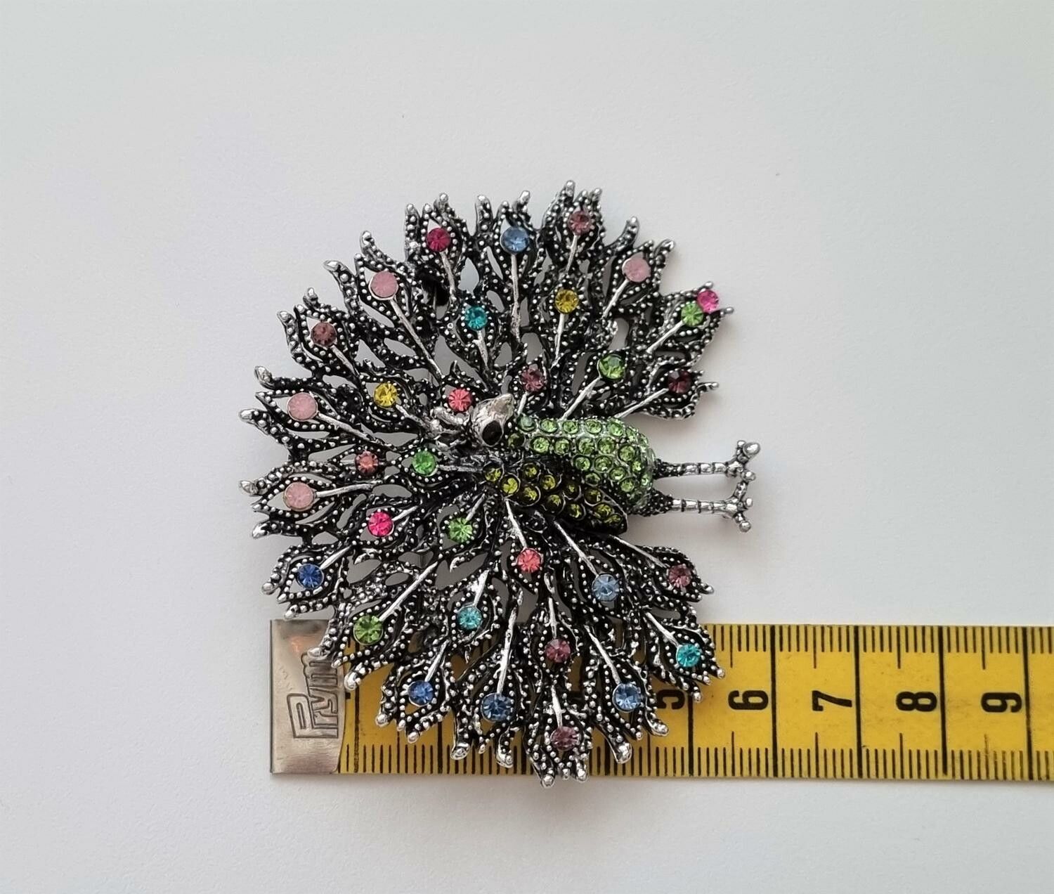 1 st påfågel, påfågelbrosch / hänge / brosch