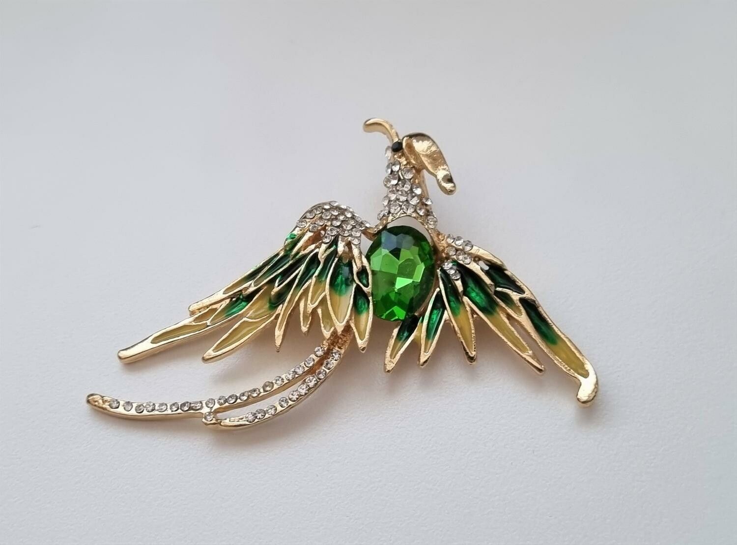 Brosch, Phoenix fågel (variant 3) - Grön
