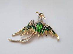 Brosch, Phoenix fågel (variant 3) - Grön