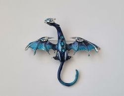 1 st stor detaljrik brosch hänge - Drake (blå)
