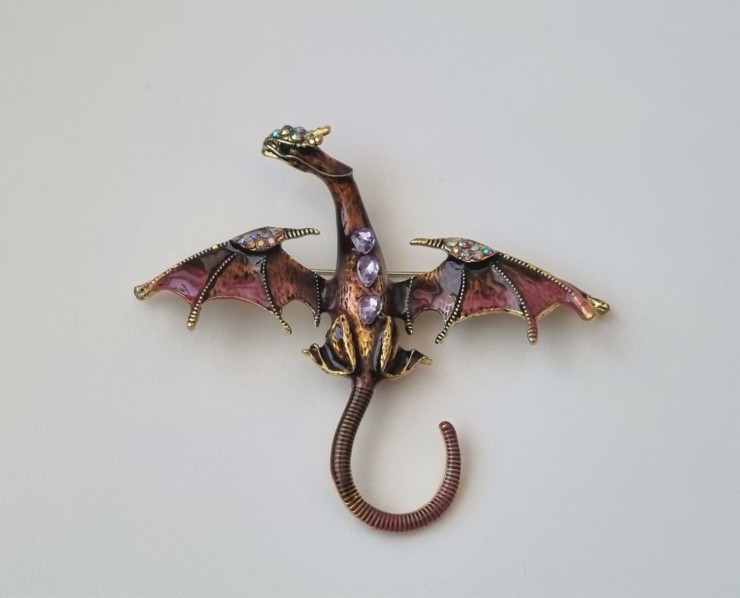 1 st stor detaljrik brosch hänge - Drake (brun)