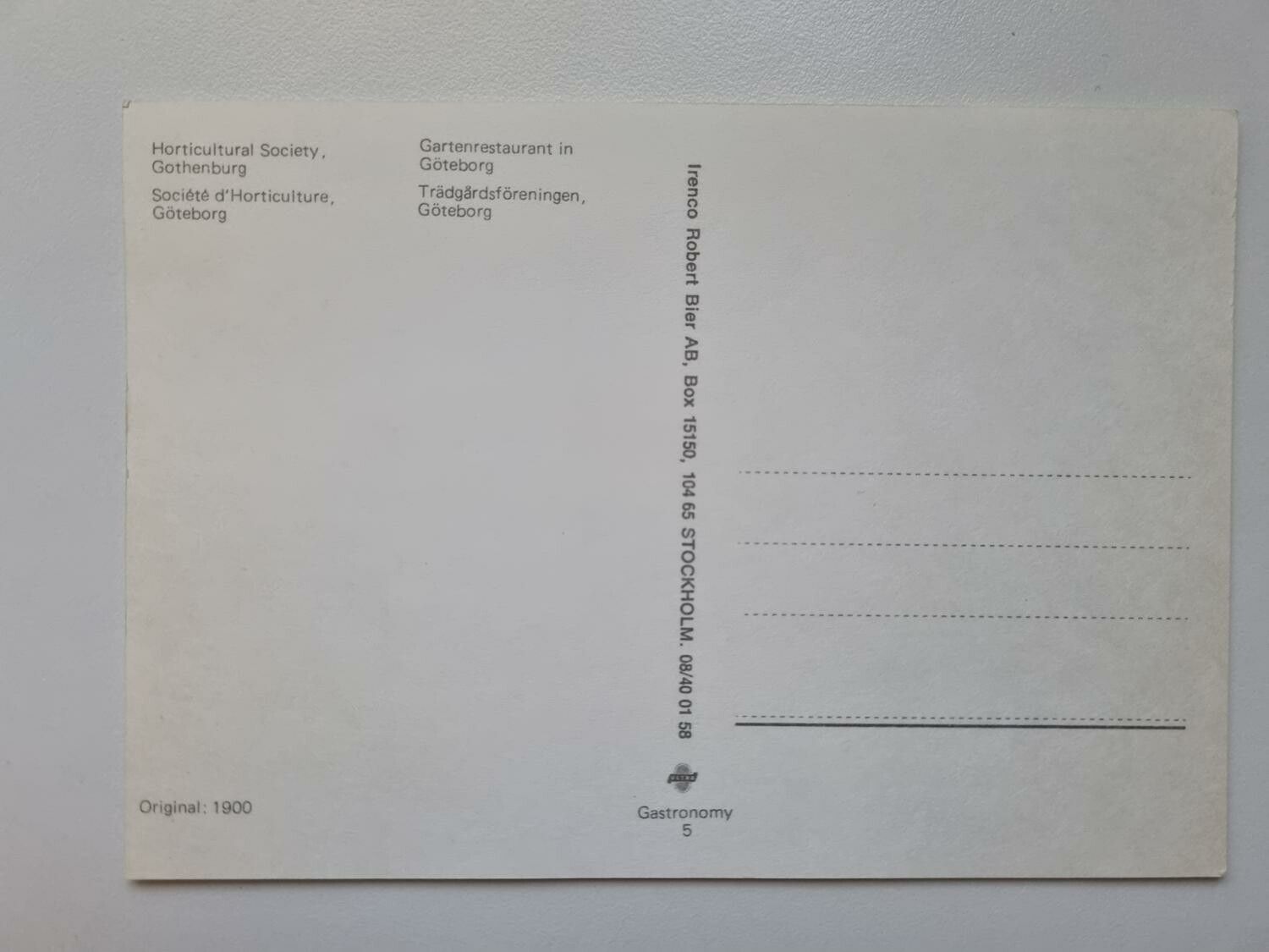 Vykort - Trädgårdsföreningen, Göteborg