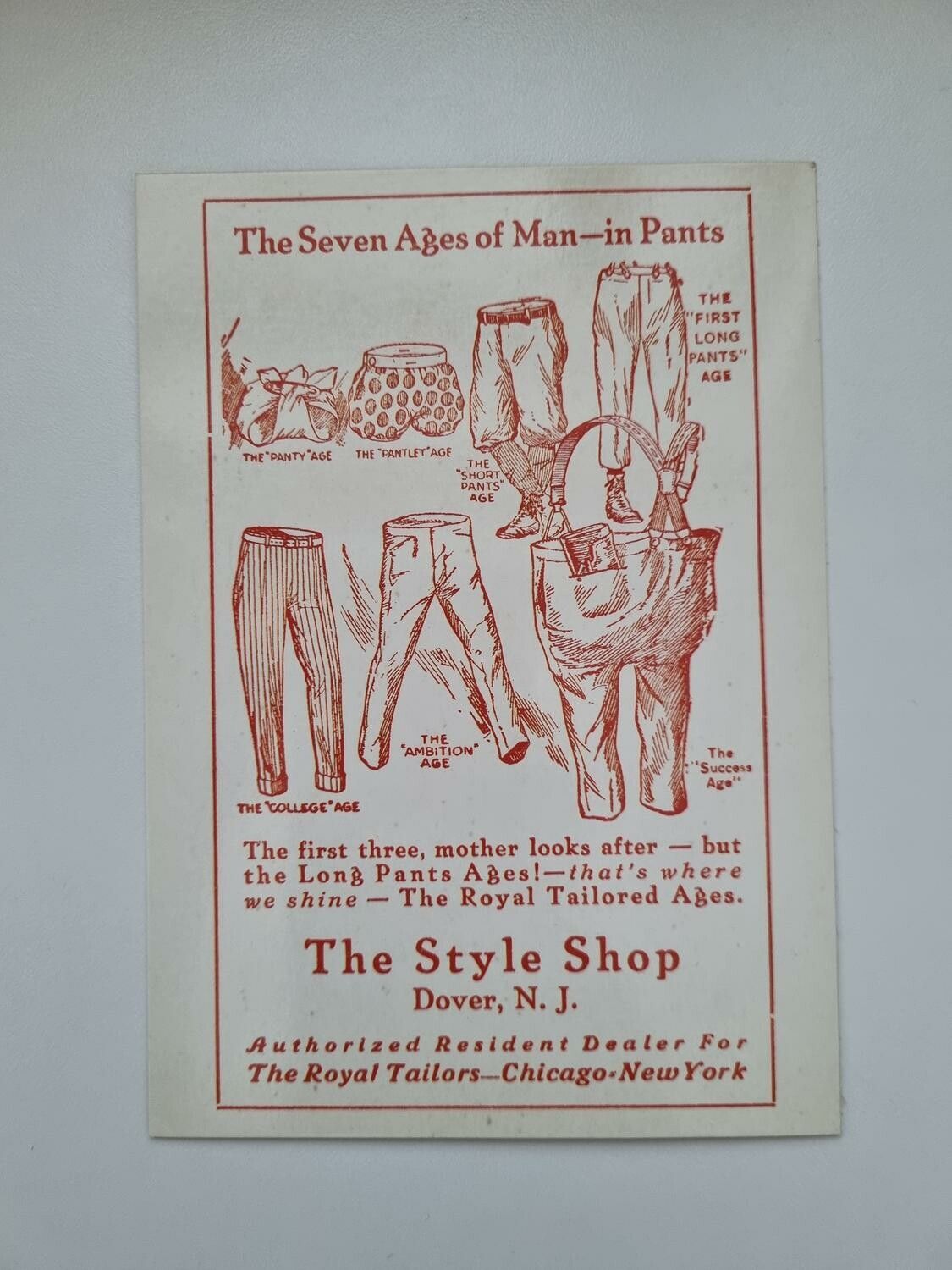 Vykort - The Seven Ages of Man - in Pants