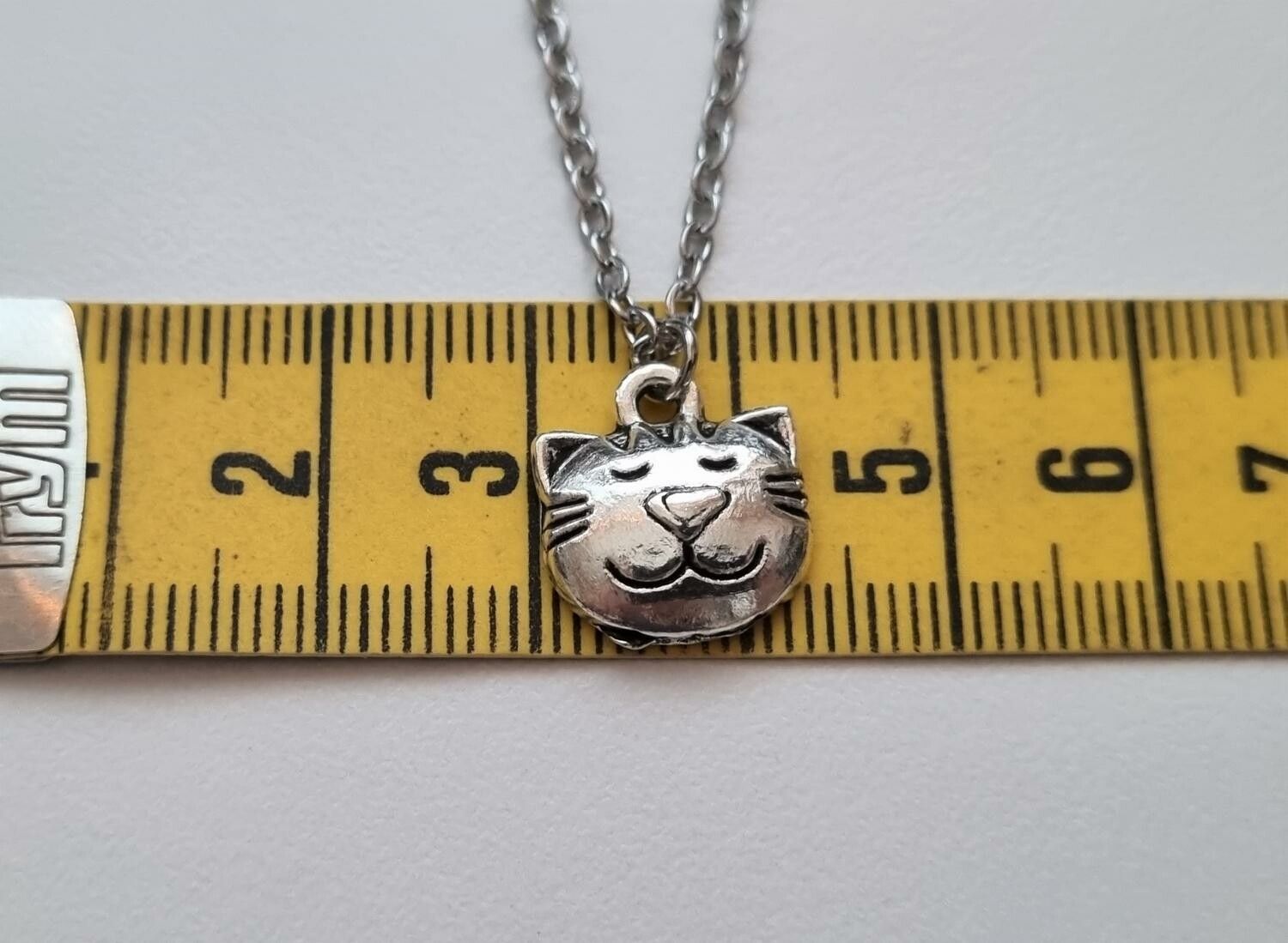 Halsband (50 cm) i rostfritt stål med ett glatt kattansikte