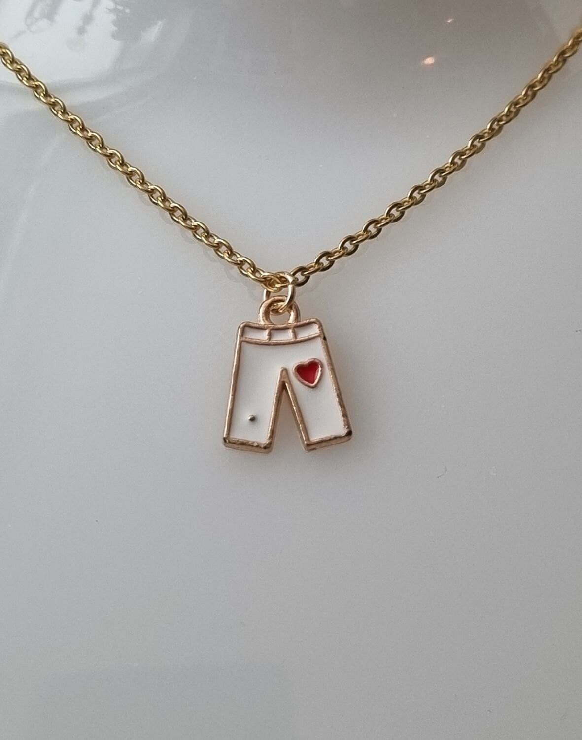 Halsband med byxor som berlock (55 cm lång kedja)
