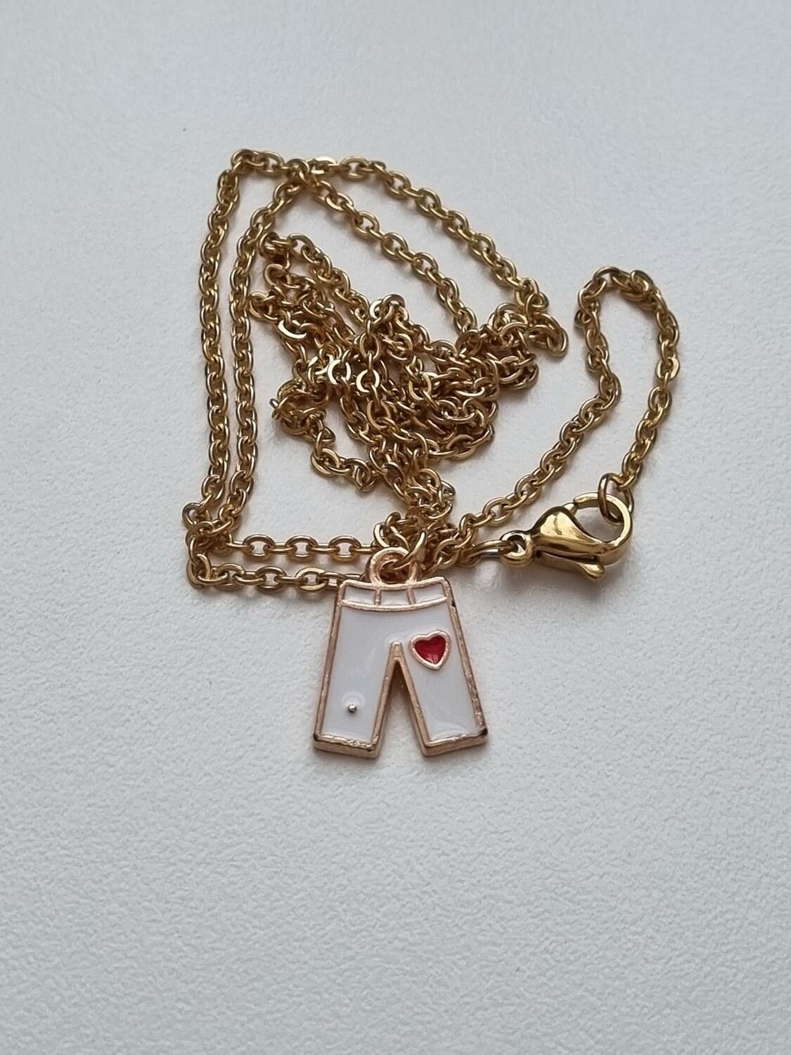Halsband med byxor som berlock (55 cm lång kedja)