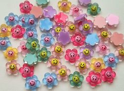 20 st glada blommor, smileyblommor - Flatbacks / miniatyrer (9 mm)