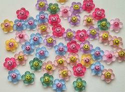 20 st glada blommor, smileyblommor - Flatbacks / miniatyrer (9 mm)