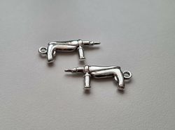 Berlocker Charms Miniatyr Borr / borrar, 2 st silverfärgade