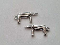 Berlocker Charms Miniatyr Borr / borrar, 2 st silverfärgade