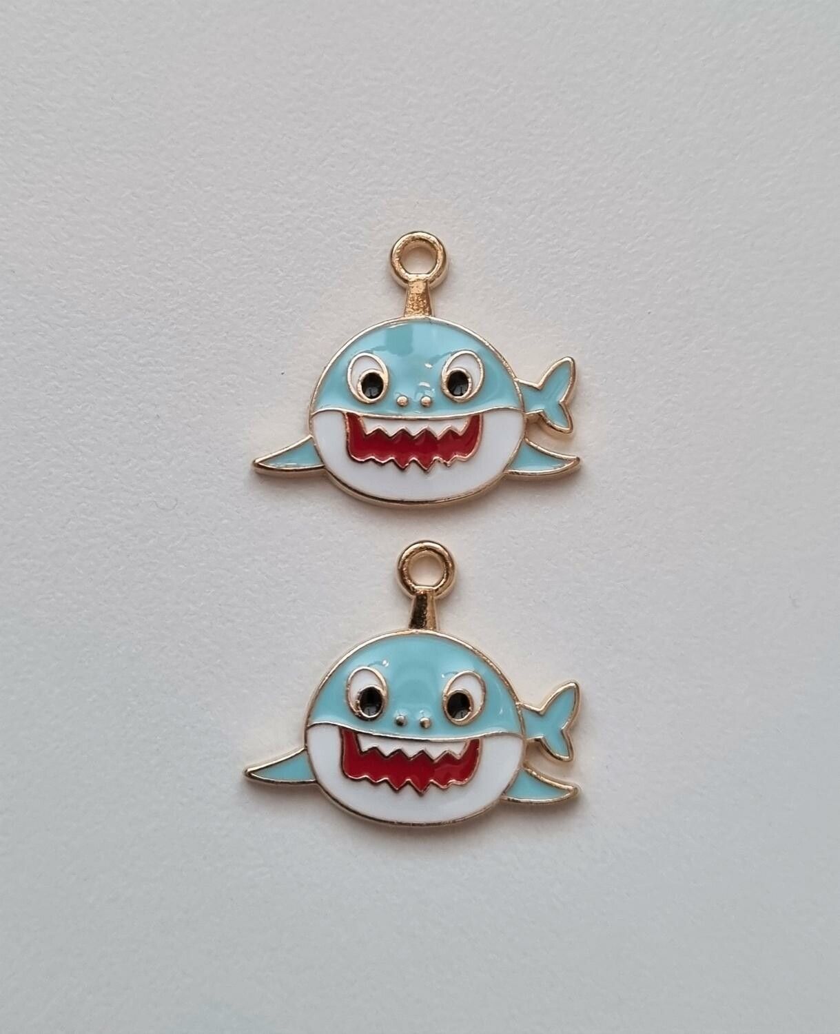2 st blå hajar / berlocker / charms