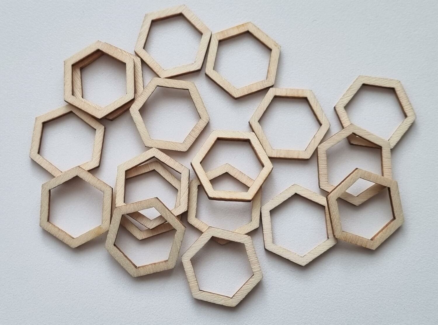 10 st Hexagoner, träramar, trädekorationer, dekorationer för scrapbooking