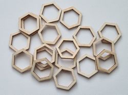 10 st Hexagoner, träramar, trädekorationer, dekorationer för scrapbooking