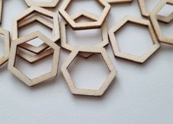 10 st Hexagoner, träramar, trädekorationer, dekorationer för scrapbooking