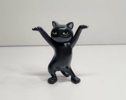 Dansande katt, katt med uppsträckta tassar. Figurin (svart)