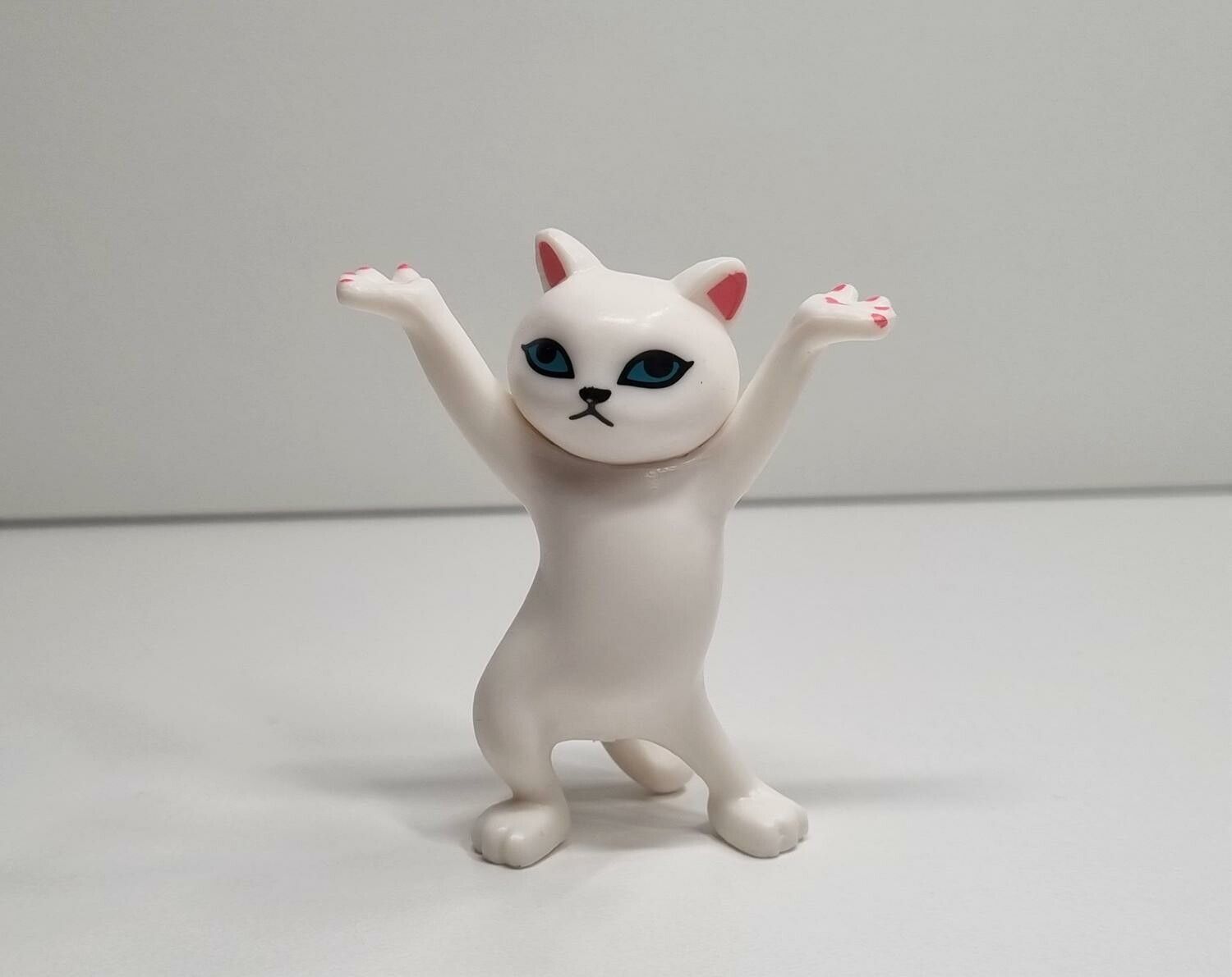 Dansande katt, katt med uppsträckta tassar. Figurin (vit)