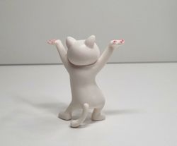 Dansande katt, katt med uppsträckta tassar. Figurin (vit)
