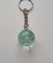 Nyckelring med rund glasberlock (ljusturkos)