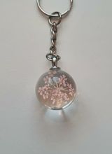 Nyckelring med rund glasberlock (rosa)