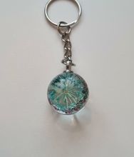 Nyckelring med rund glasberlock (turkos)