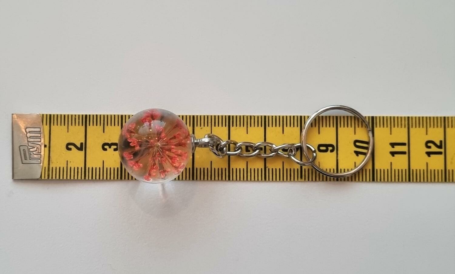 Nyckelring med rund glasberlock (Orange/röd)