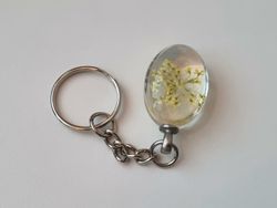 Nyckelring med oval glasberlock (gul)