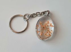 Nyckelring med oval glasberlock (orange)