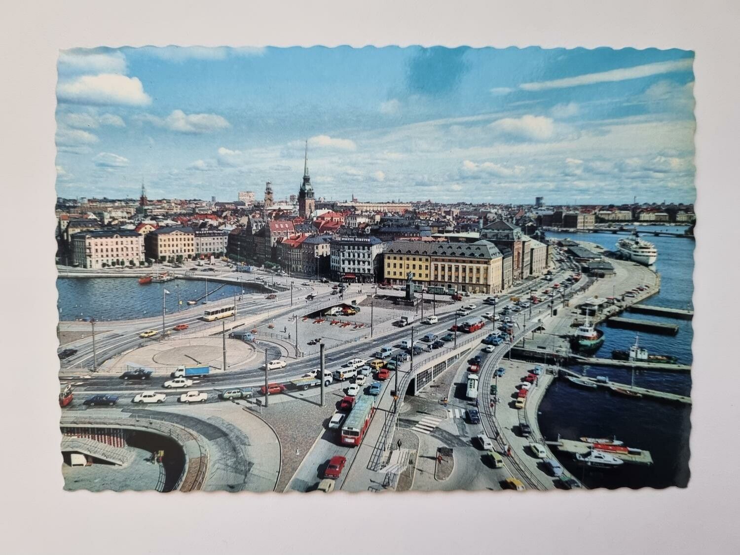Vykort - Stockholm, Utsikt från Slussen mot Kornhamnstorg och Skeppsbron