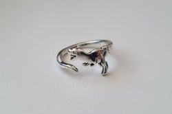 Silverfärgad justerbar ring - Dinosaur (variant 2)