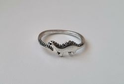 Silverfärgad justerbar ring - Dinosaur (variant 3)