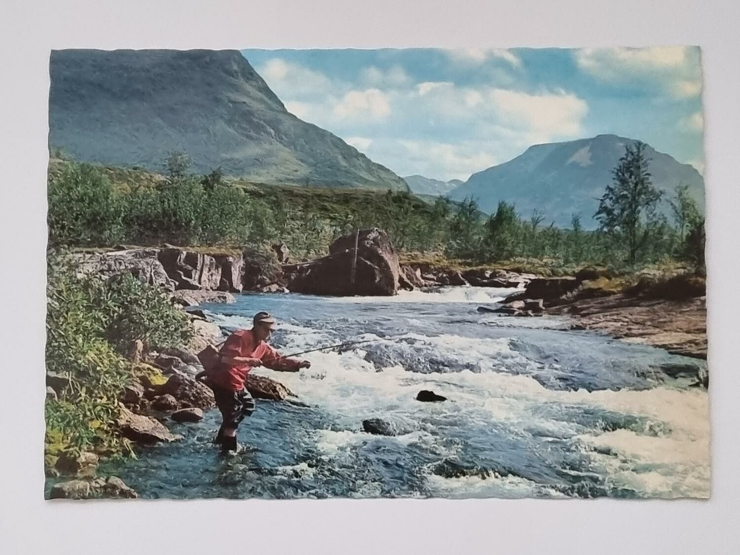 Vykort - Lappland. Forellfiske