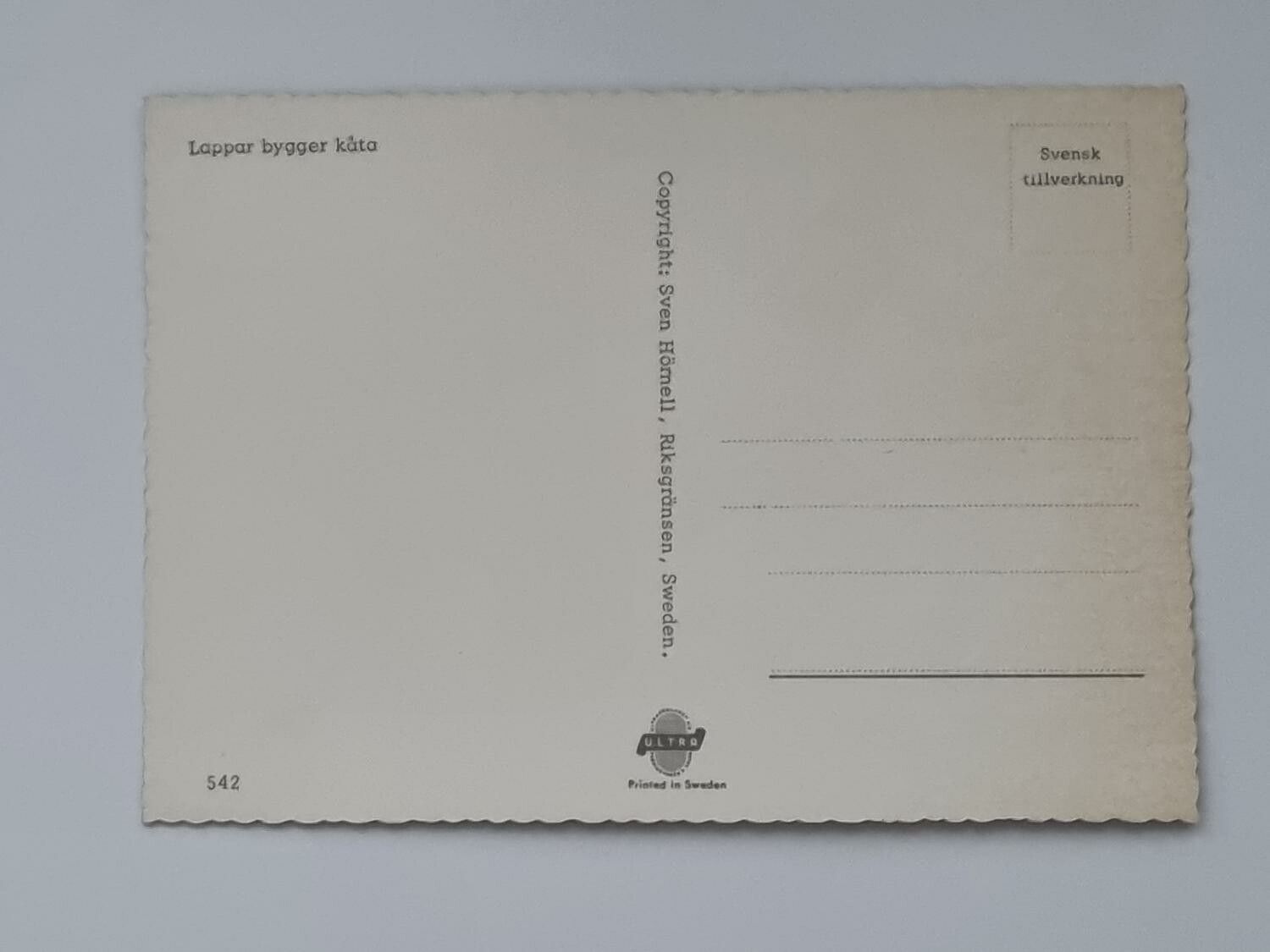 Vykort - Lappar bygger kåta
