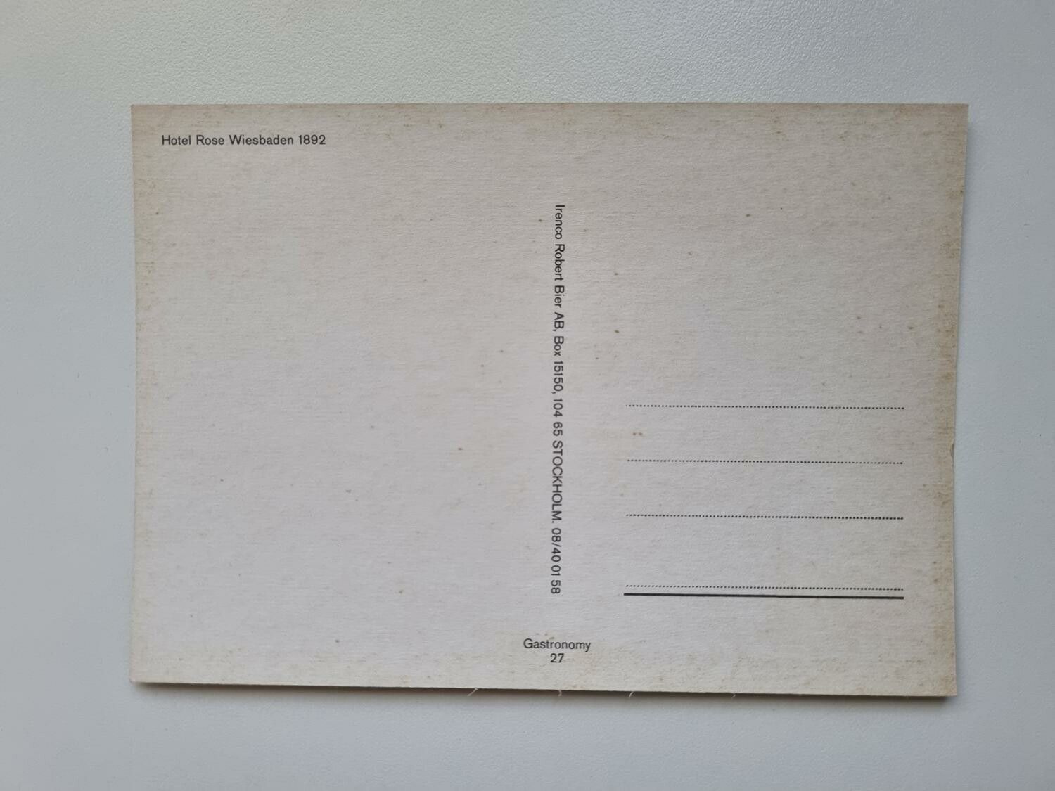 Vykort - Hotel Rose Wiesbaden 1892
