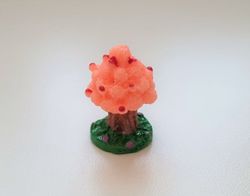 Handmålad rosa träd, miniatyr för dockskåpet, tittskåp (3 cm hög)