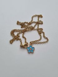 Halsband med blå blomma (50 cm lång kedja)