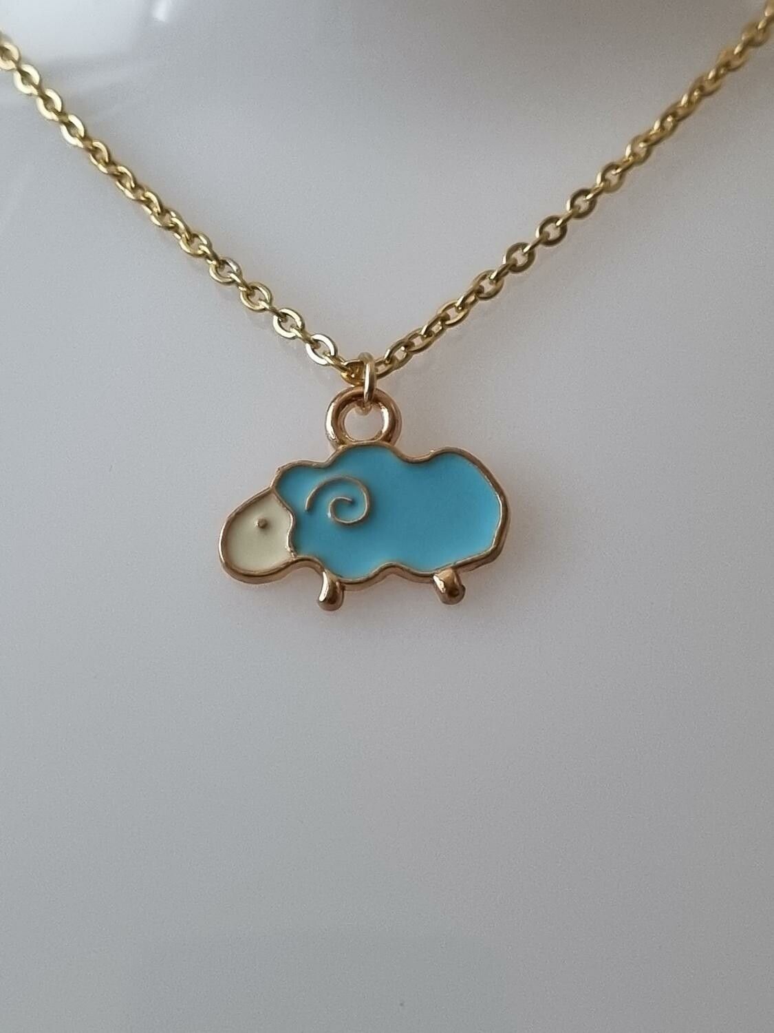 Halsband med blått får (55 cm lång kedja)