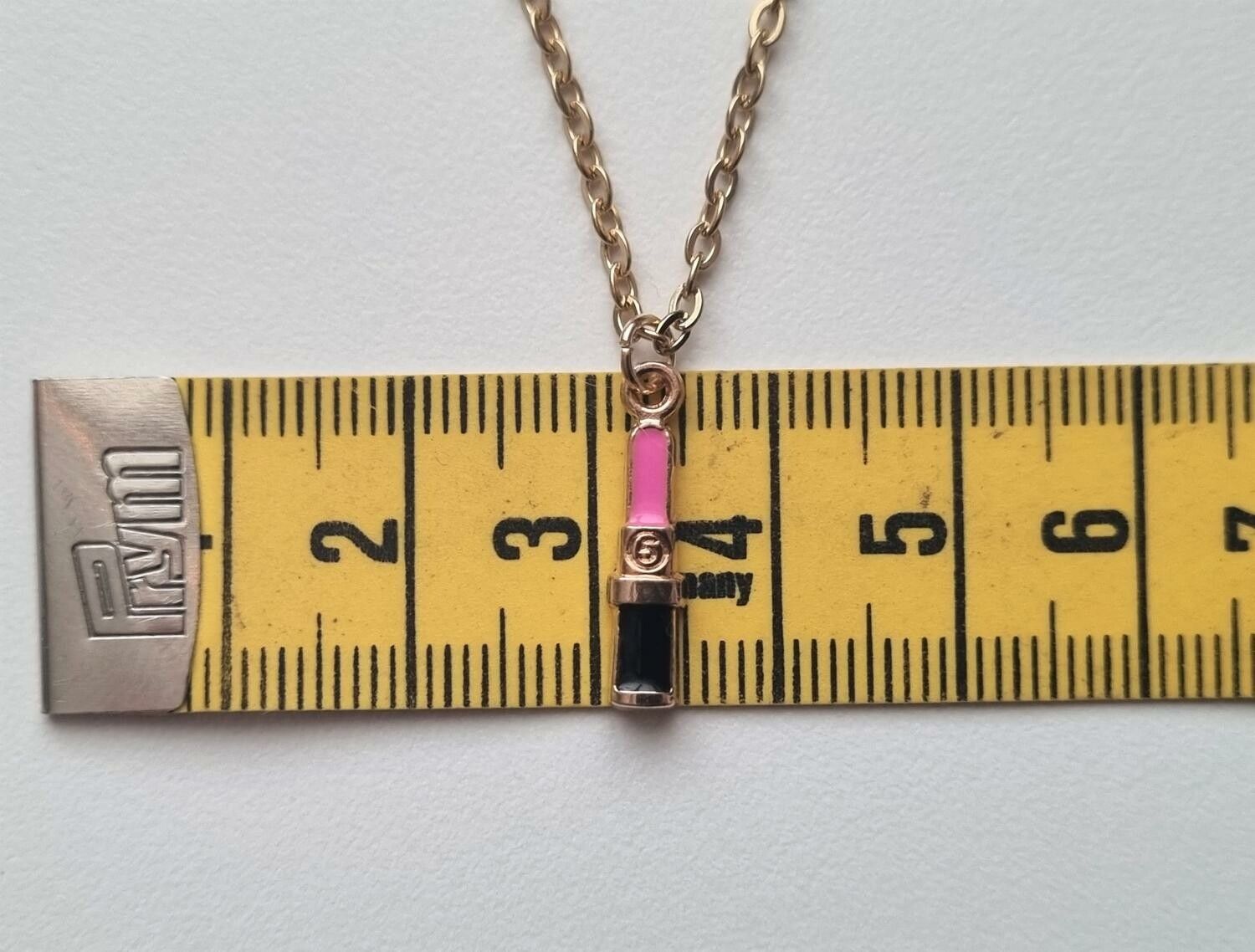 Halsband med rosa läppstift (45 cm lång kedja)