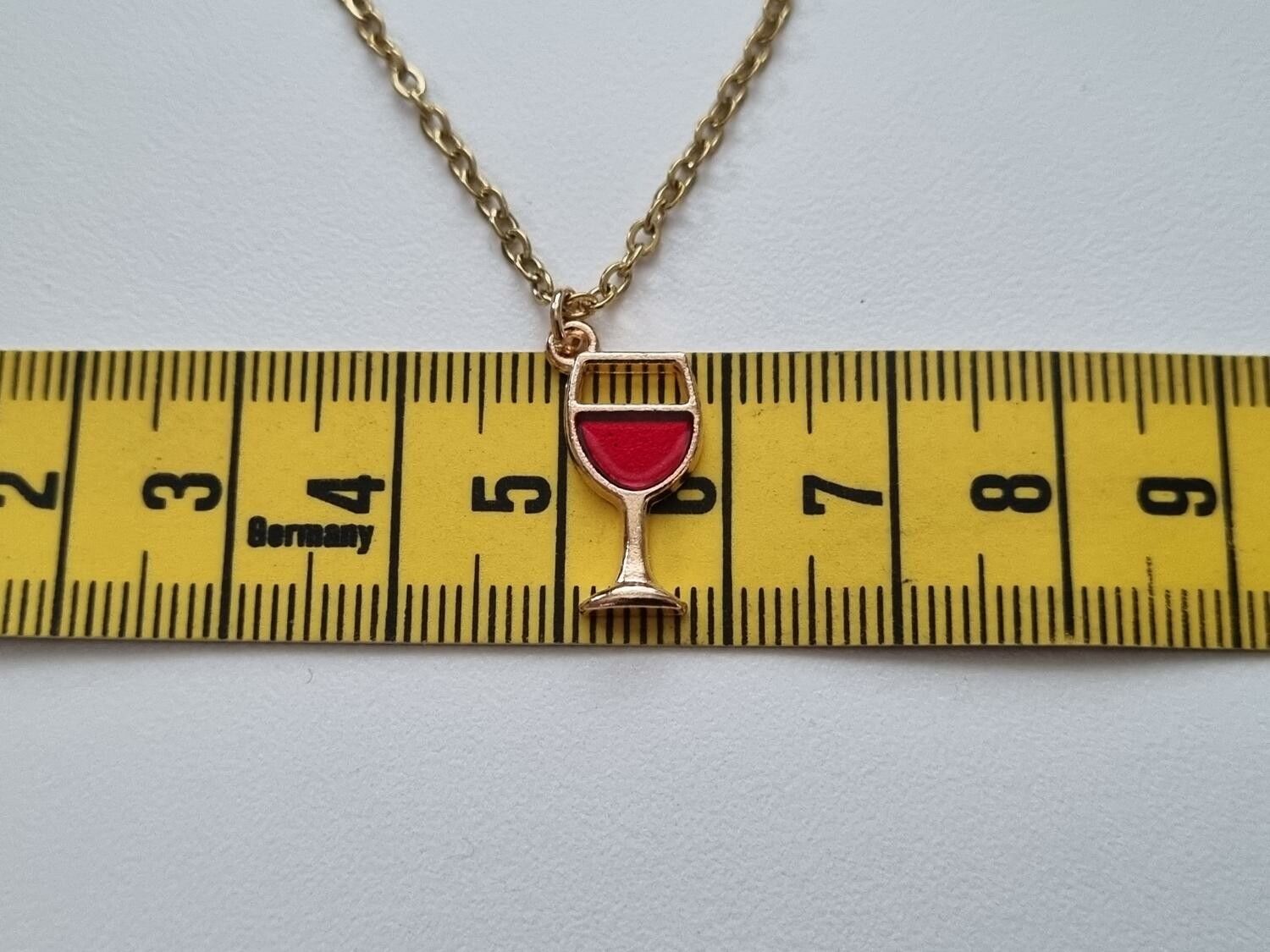 Halsband i rostfritt stål med söt berlock (50 cm) - Vinglas