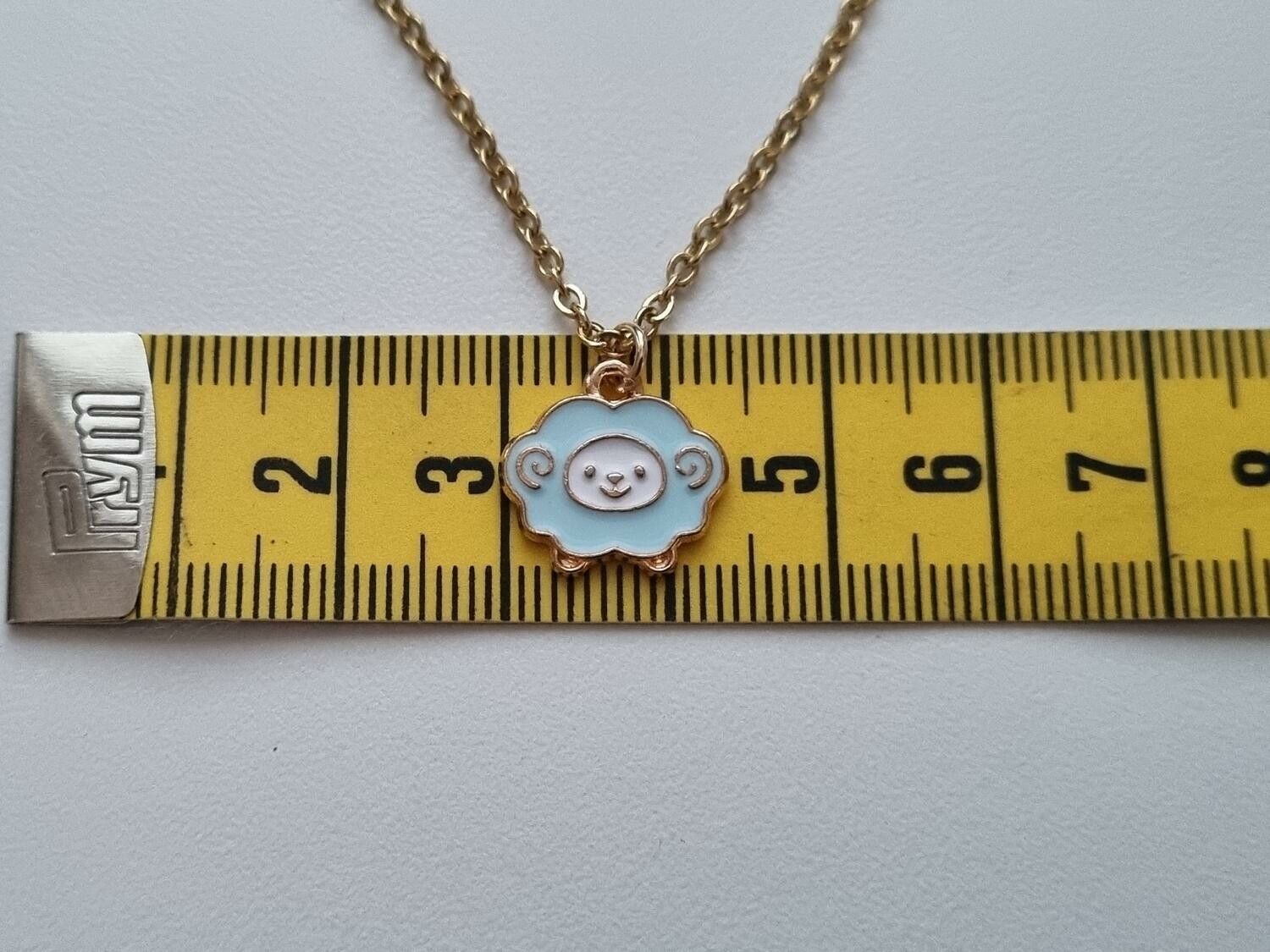 Halsband i rostfritt stål med söt berlock (45 cm) - Får