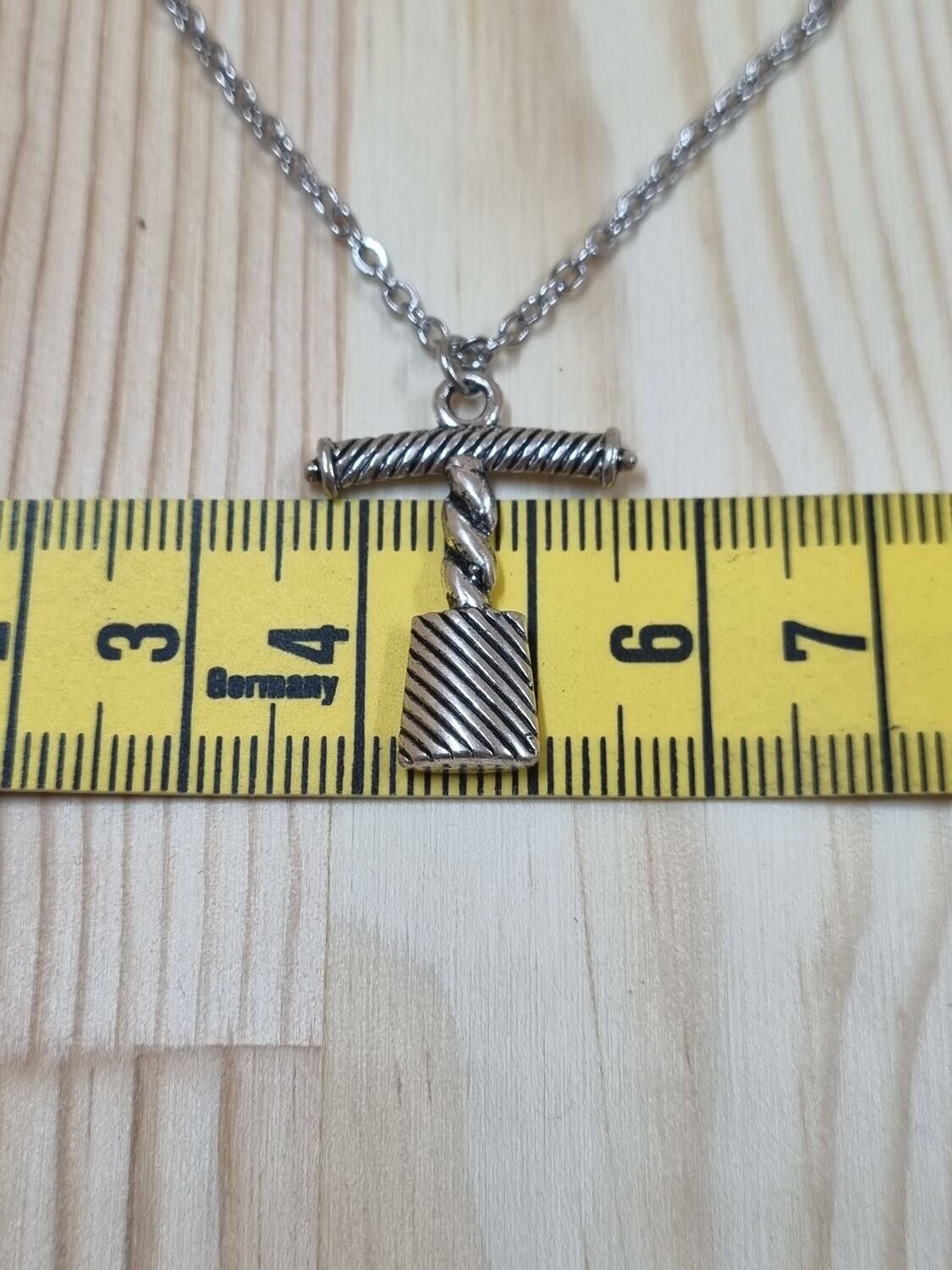 Halsband (50 cm) i rostfritt stål med söt berlock - Vinöppnare