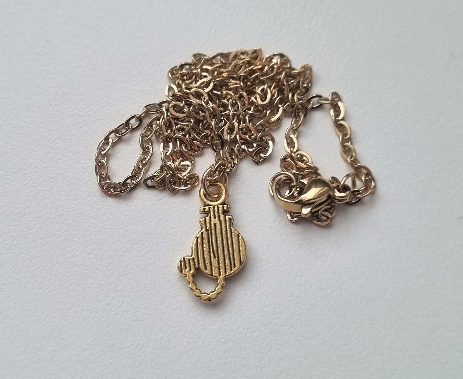 Halsband med klockberlock i steampunk (45 cm långt halsband)