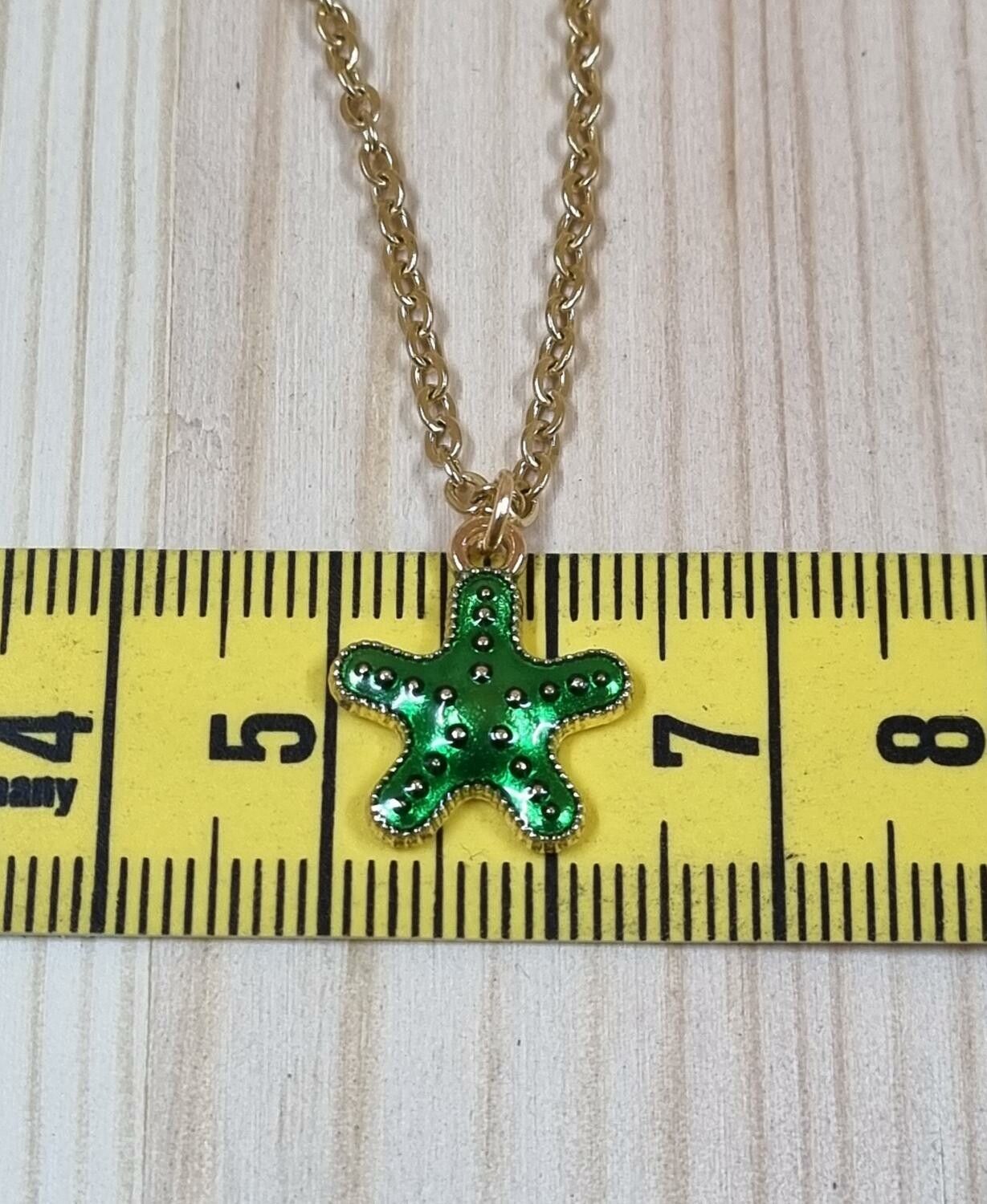 Halsband (55 cm) i rostfritt stål med söt berlock - Sjöstjärna