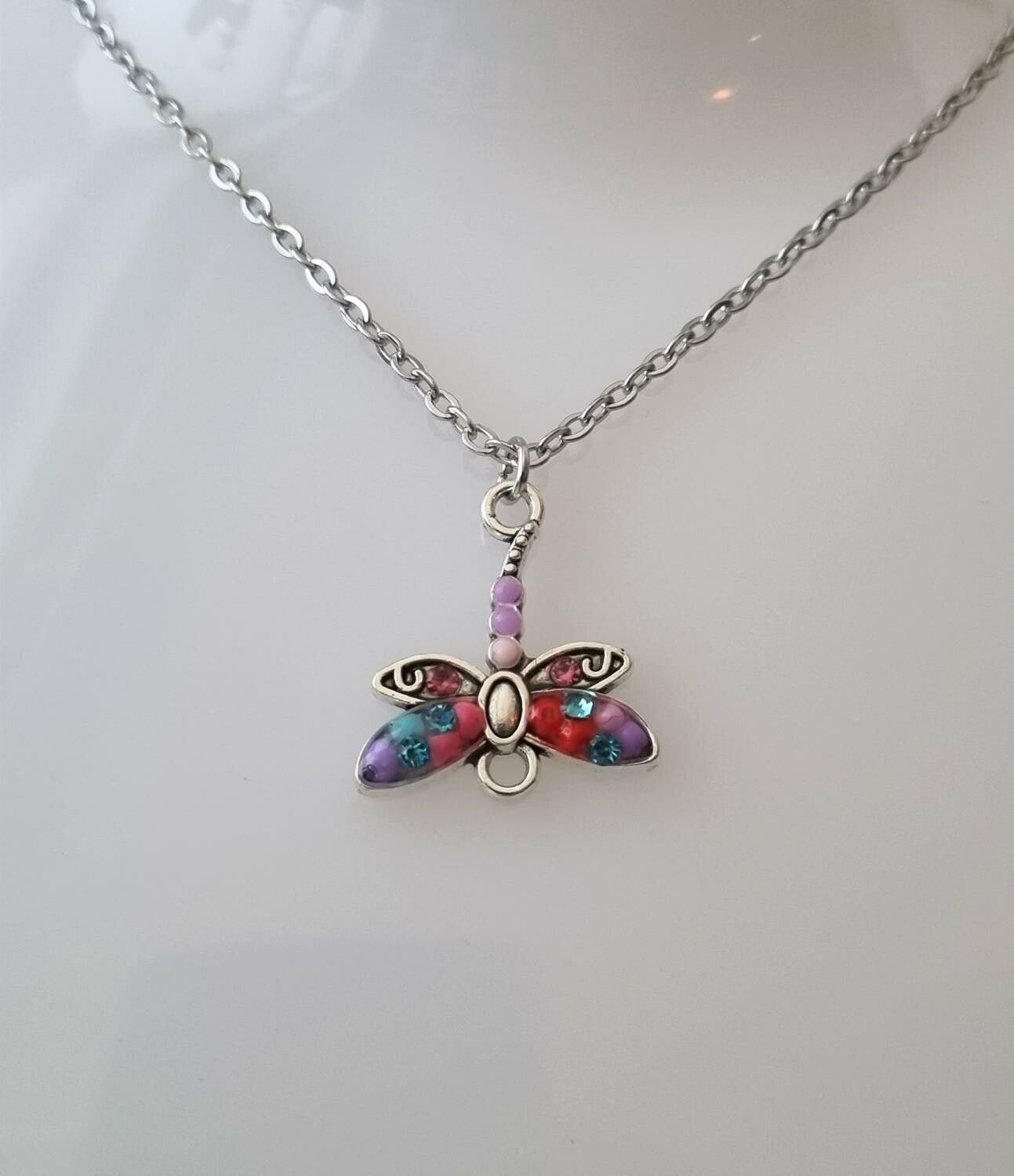 Halsband med trollslända (45 cm långt halsband)