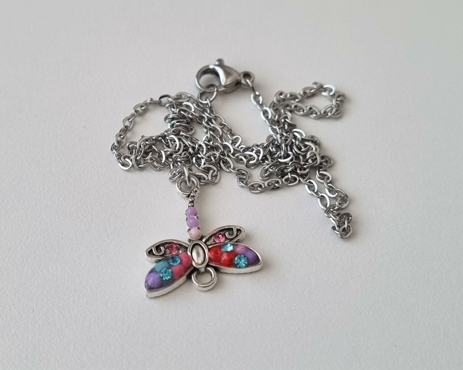 Halsband med trollslända (45 cm långt halsband)