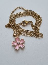 Halsband med blomma (50 cm lång kedja i rostfritt stål)